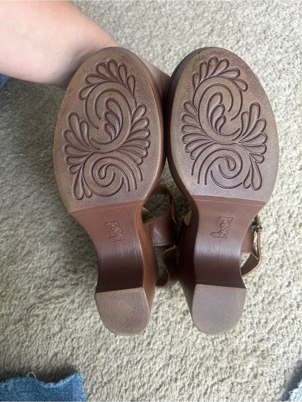 Born Brown Leather Mary Jane Clog Heels - Picture 3 of 3